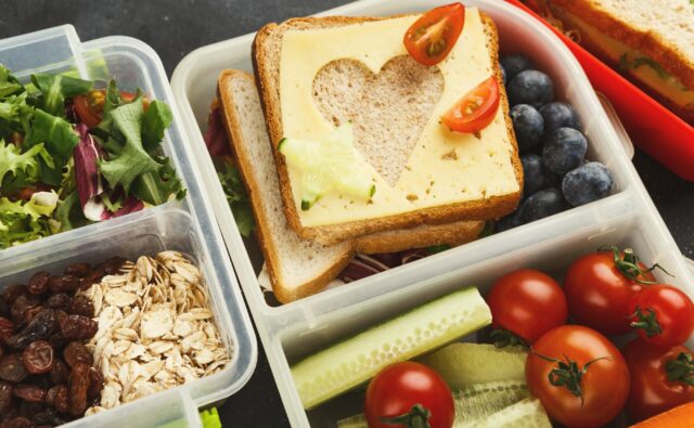 Lunch boxes for kid. Healthy snack for school dinner